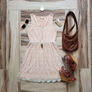 Altar'd State | Peach Eyelet Lace Dress